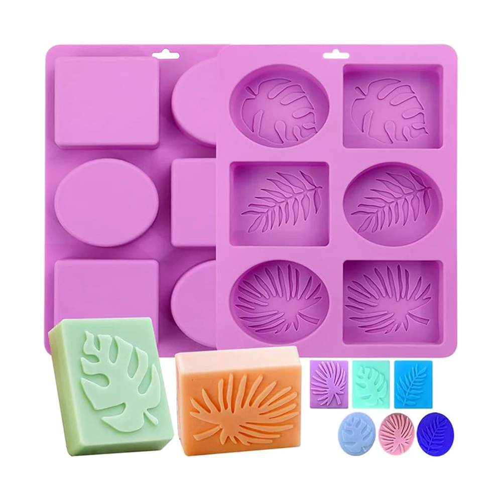Reusable Rectangle Tropical Leaf Hawaii Style Handmade Soap Making Silicone Soap Molds-Eco-Friendly Non-Toxic Heat Resistant