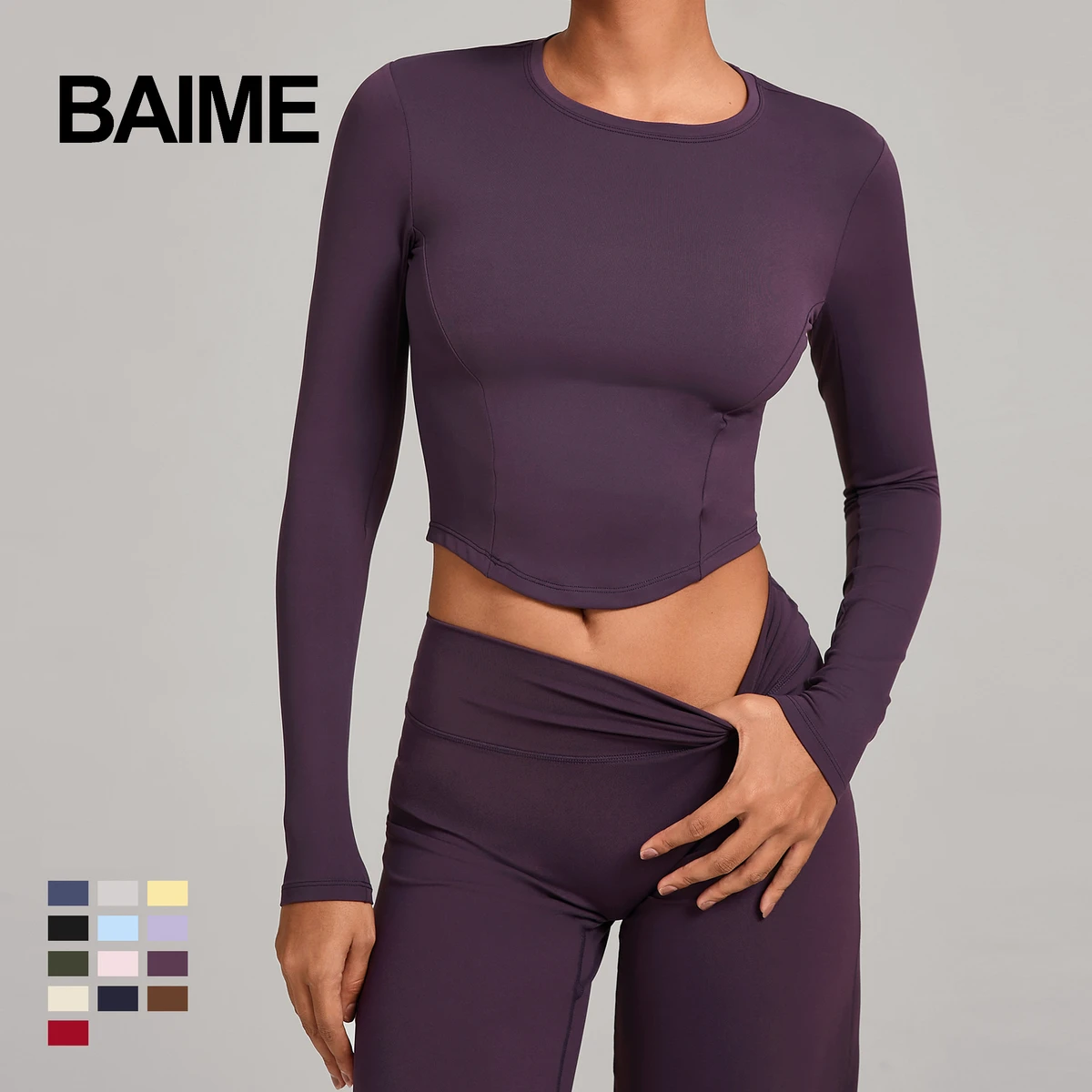 Winter Tight Long Sleeved Crew Neck Yoga Clothes High-strength Fitness Clothes Pilates Exercise Long Sleeved Tops