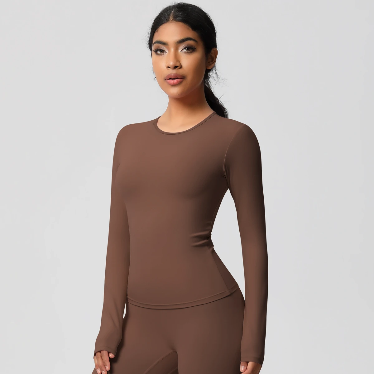 Seamless Breathable Yoga Top Quick Dry Sweat-Wicking Backless Spandex/Nylon Four-Way Stretch Skinny Fit Solid Sports Running Gym