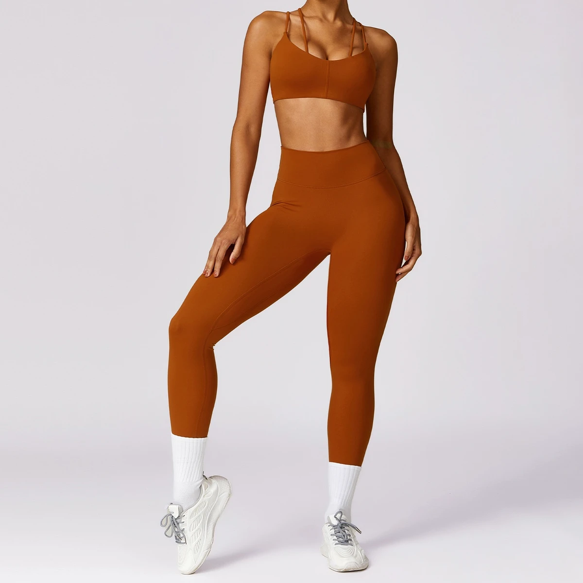 Brushed Fabric Yoga Set Women's Sports Bra Shorts Set High Waist Breathable Quick Dry Tight Fit Running Wear for Outdoor Casual