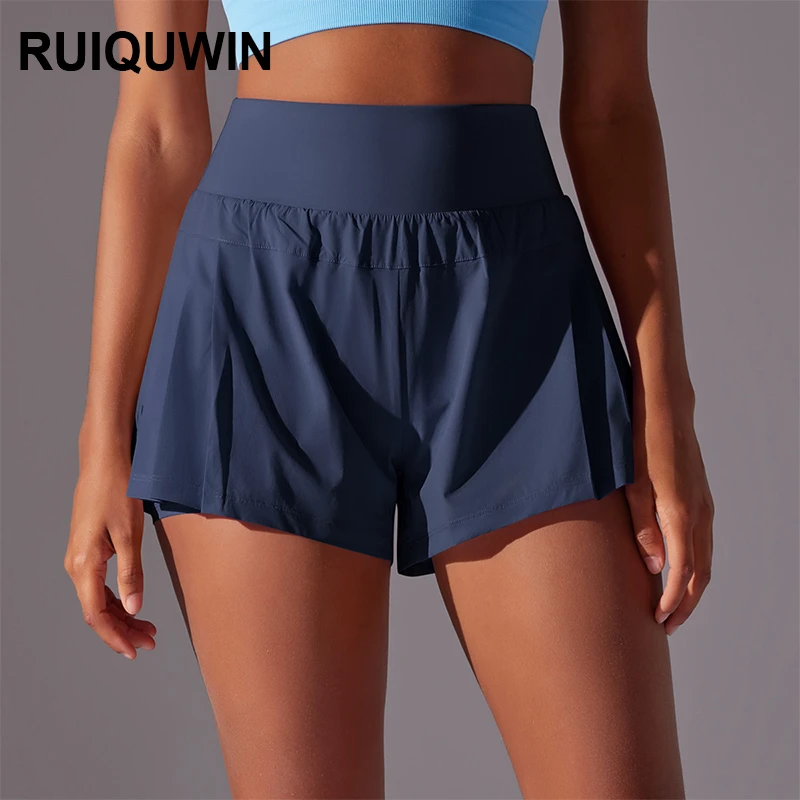 RUIQUWIN 2025 New Arrival Women's High Waist Quick Dry Yoga Shorts Gym Workout Running Tennis Skorts Breathable Sports Shorts