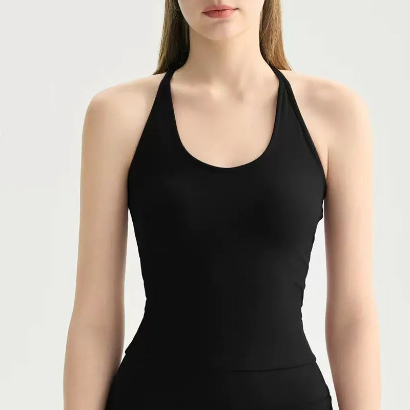 Racerback Tank Top Sports Bra Breathable Deep U Neck Yoga Workout Soft Barely There Fit Front for Women OEM ODM Customizable