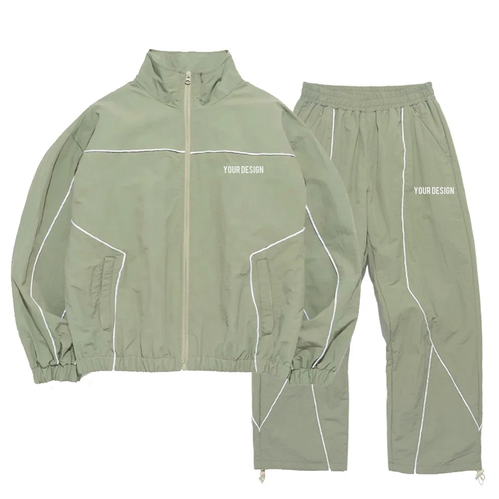Loose Breathable Autumn Windbreaker 2-Piece Set For Women Lightweight Oversized Plain 100% Nylon Tracksuit