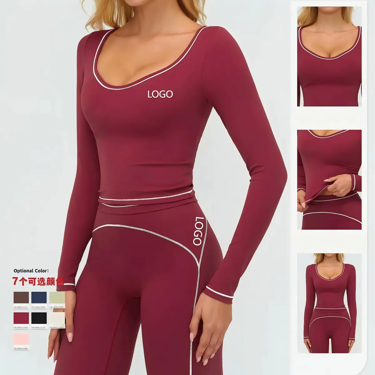 Slim-fit Lightweight Spandex/Nylon Sweat-Wicking Eco-Friendly Plus Size Women's Gym T-shirt Pilates Yoga Tops All Seasons Long