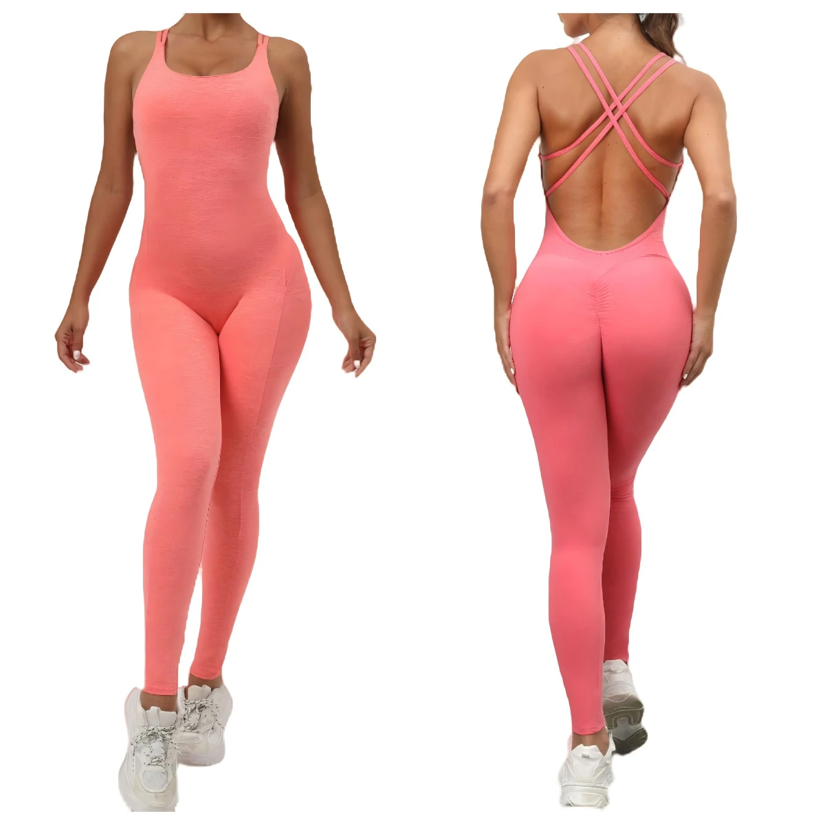 Women One Piece Yoga Jumpsuit Sexy Cross Sling Backless Bodysuit Chest Pad Fitness High Elasticity Sports Suit