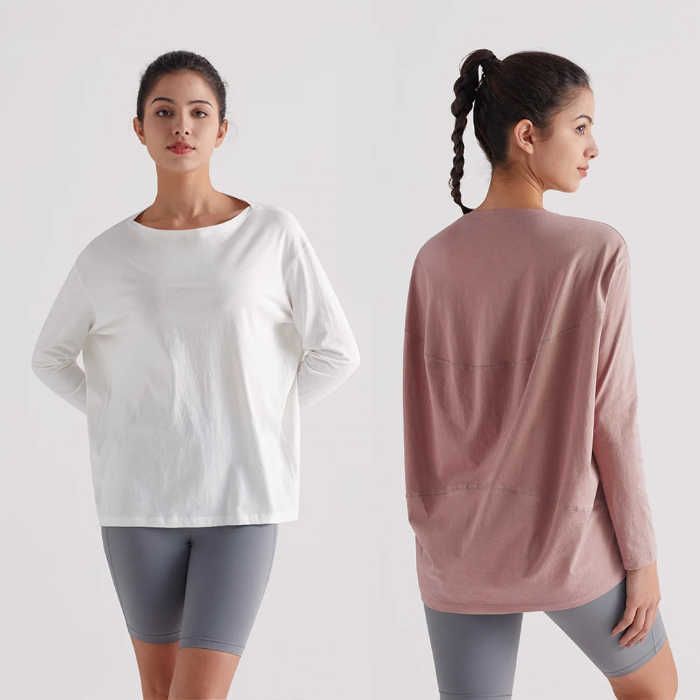 Women's Breathable Quick-Dry Long Sleeve Athletic Top Loose Fit Sun Protection Shirt for Running Yoga Workout
