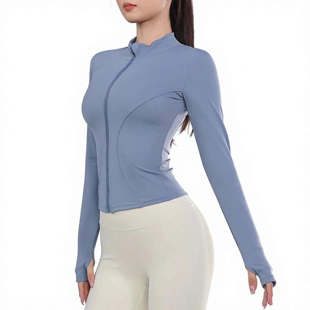 Outdoor Women's Slimming Tight Fitness Wear Long-Sleeve Yoga Running Quick-Dry Spandex/Polyester Casual Sports Outerwear Top