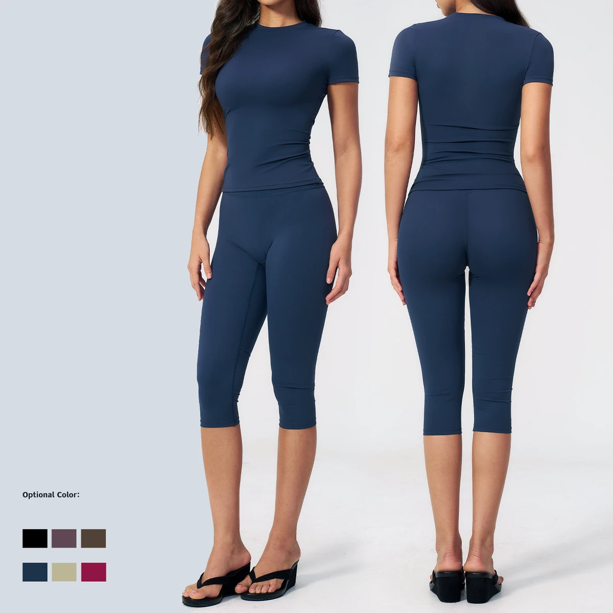 Custom Lightweight Running High-waisted Yoga Capri Leggings for Women Sports Yoga Pants Workout Sets for Women Athletic Wear