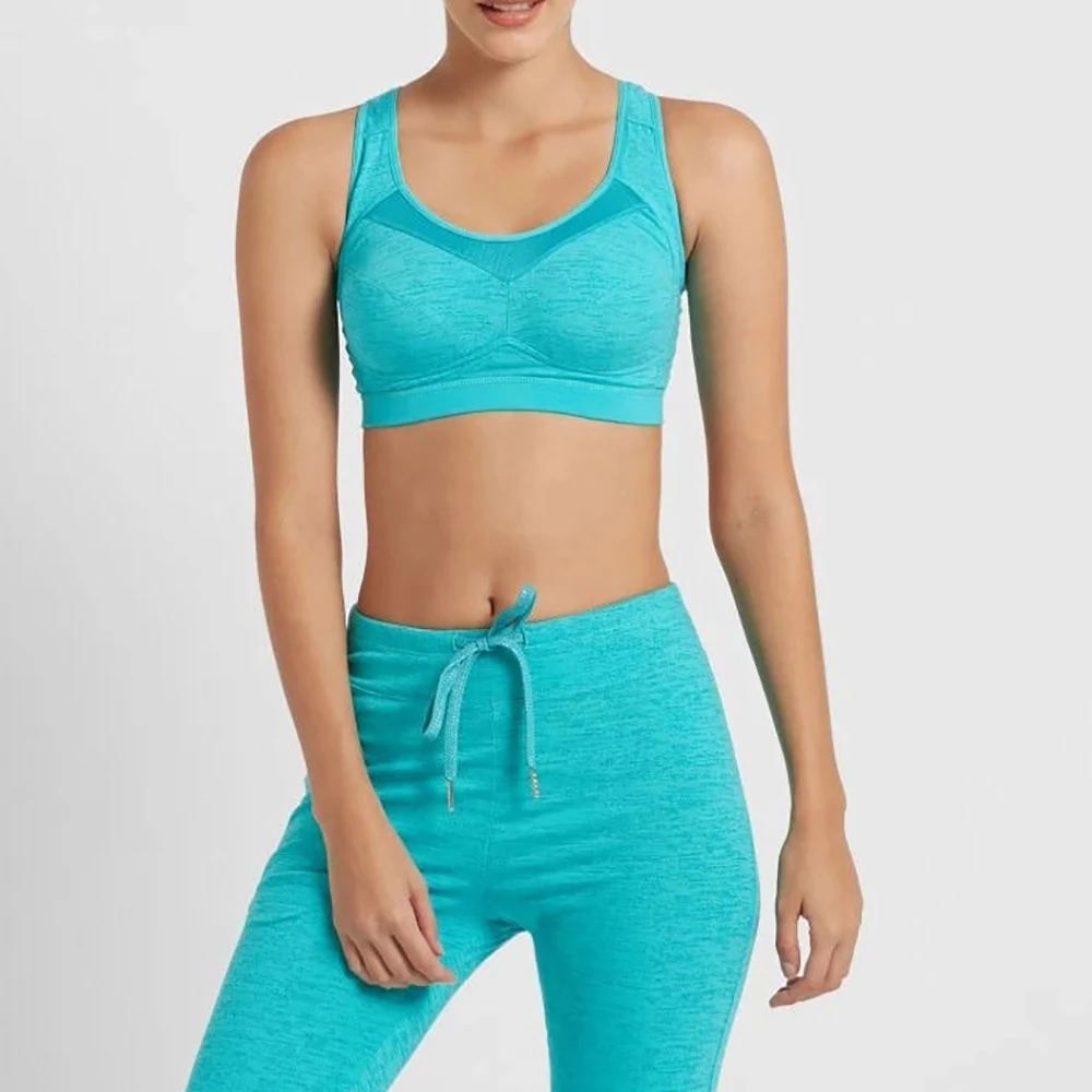 High Quality Plus Size Strappy Elastic Running Sports Bra Women Breathable Active Wear Front Logo High Support Backless U-NECK