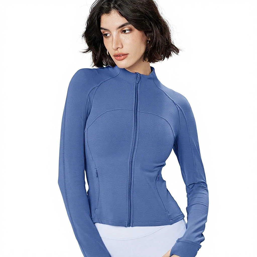 Aidu NUF+ Bare-feel Yoga Top Stand Collar Slim-fit Sports Jacket Women's High-end Back Mesh Breathable Spandex/Nylon Solid