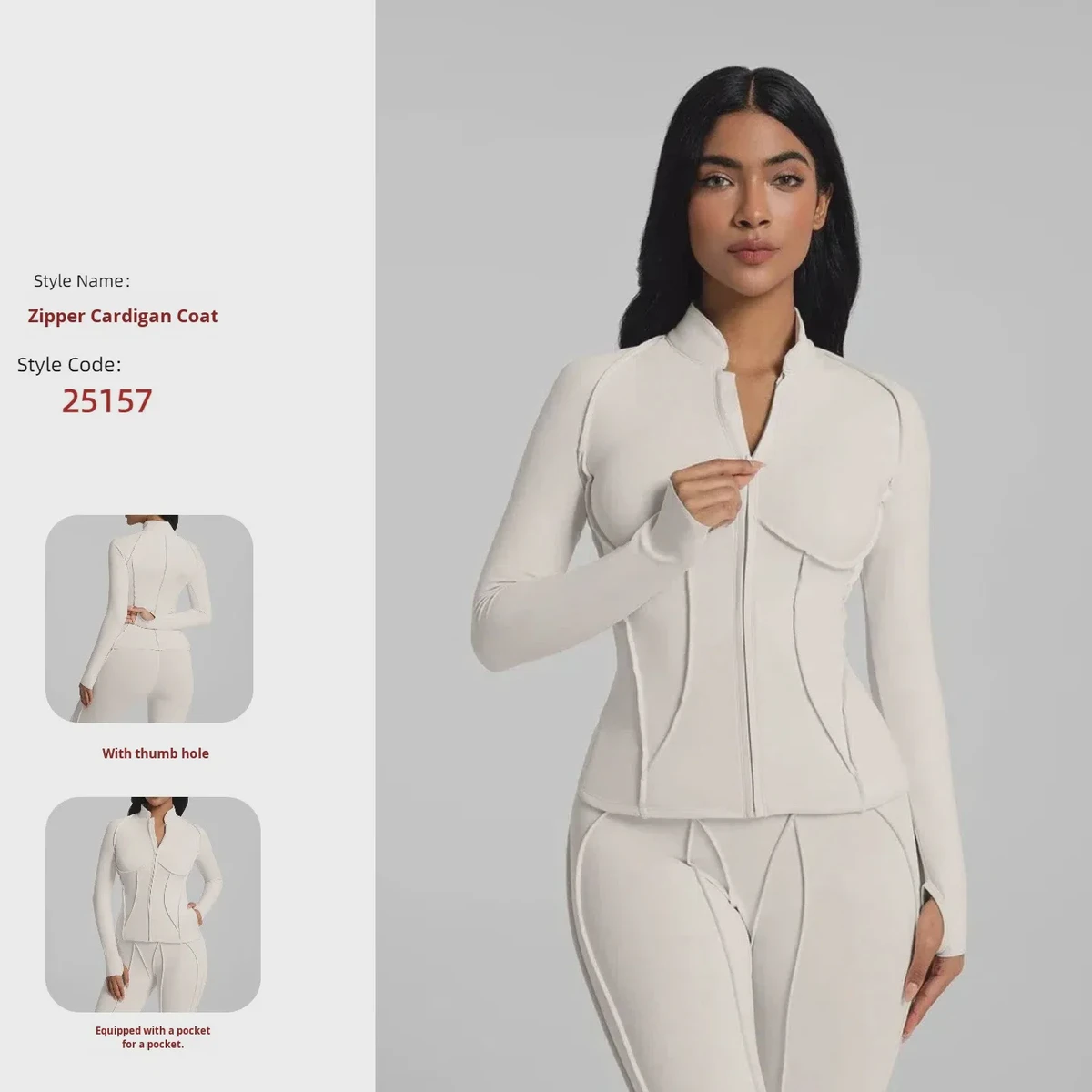 High-End Women's Breathable Plus Size Long-Sleeved Yoga Jacket Zipper Stand-Up Collar Four-Way Stretch Windproof for Sports