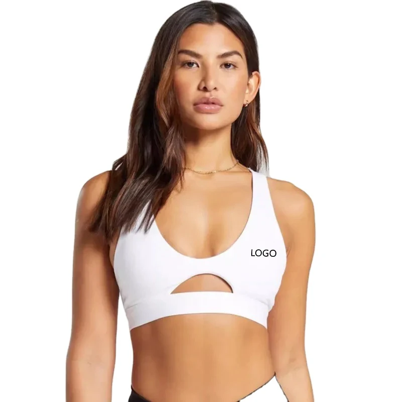 Wholesale High Quality Crisscross Backless U Neck Plus Size High Support Seamless Front Logo Quick Dry Yoga Sports Bra for Women