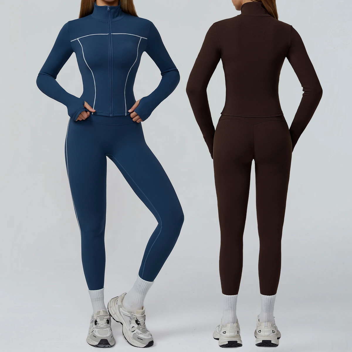 Activity Wear Sports Yoga Zipper Jacket Women High Quality Comfortable Workout Legging 2 Pieces Set for Ladies
