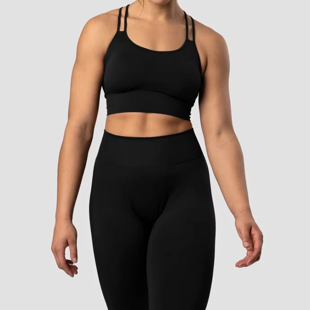 Light Weight Women Yoga Set Spandex/Cotton Breathable High Quality Custom Logo/Colors Solid 2-Piece Short Long Bottoms Quick Dry