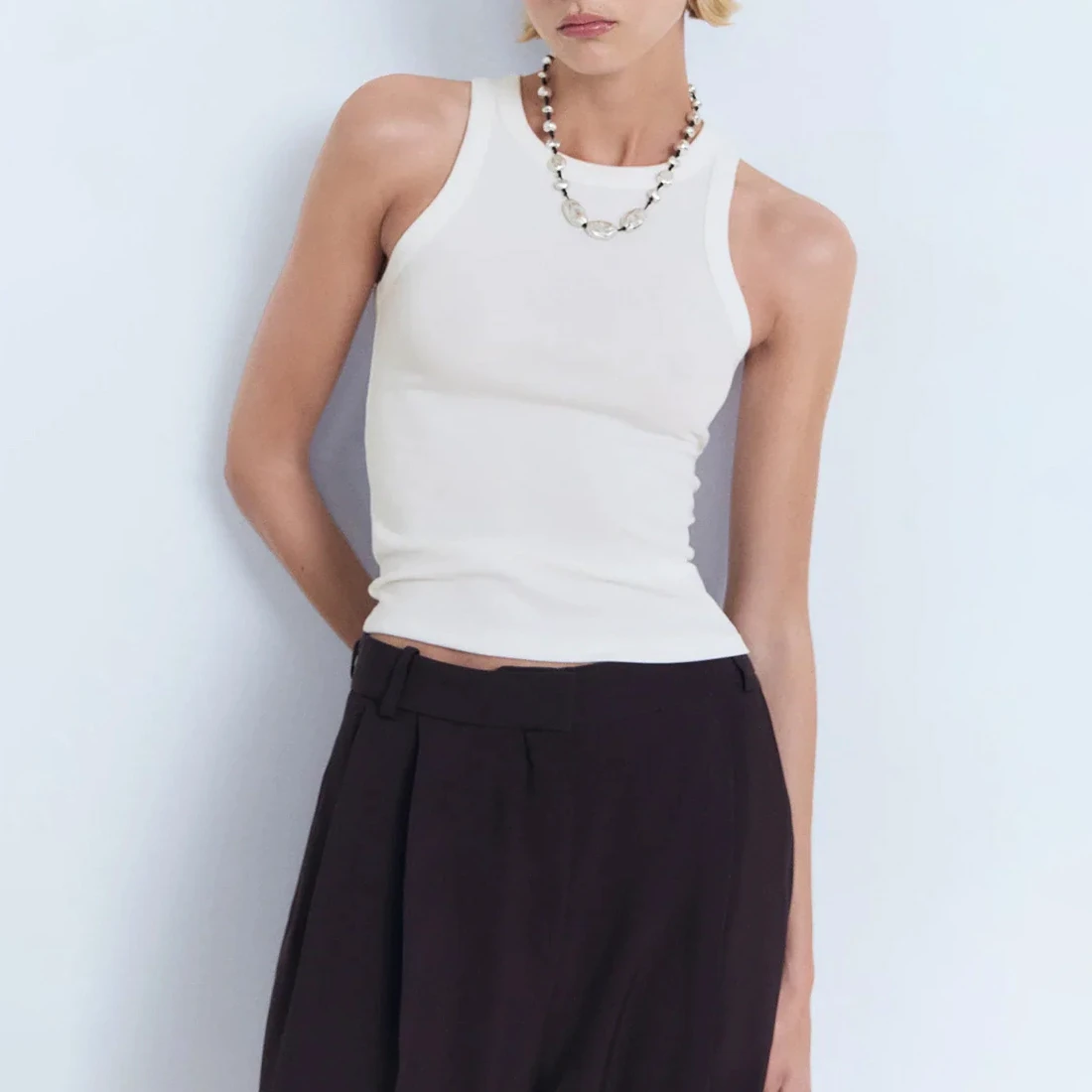 Quick Dry Breathable Women's Casual Tank Top 100% Cotton Anti-Pilling Sleeveless Workout Wear EMAS SPORTS 180g Fabric Front High