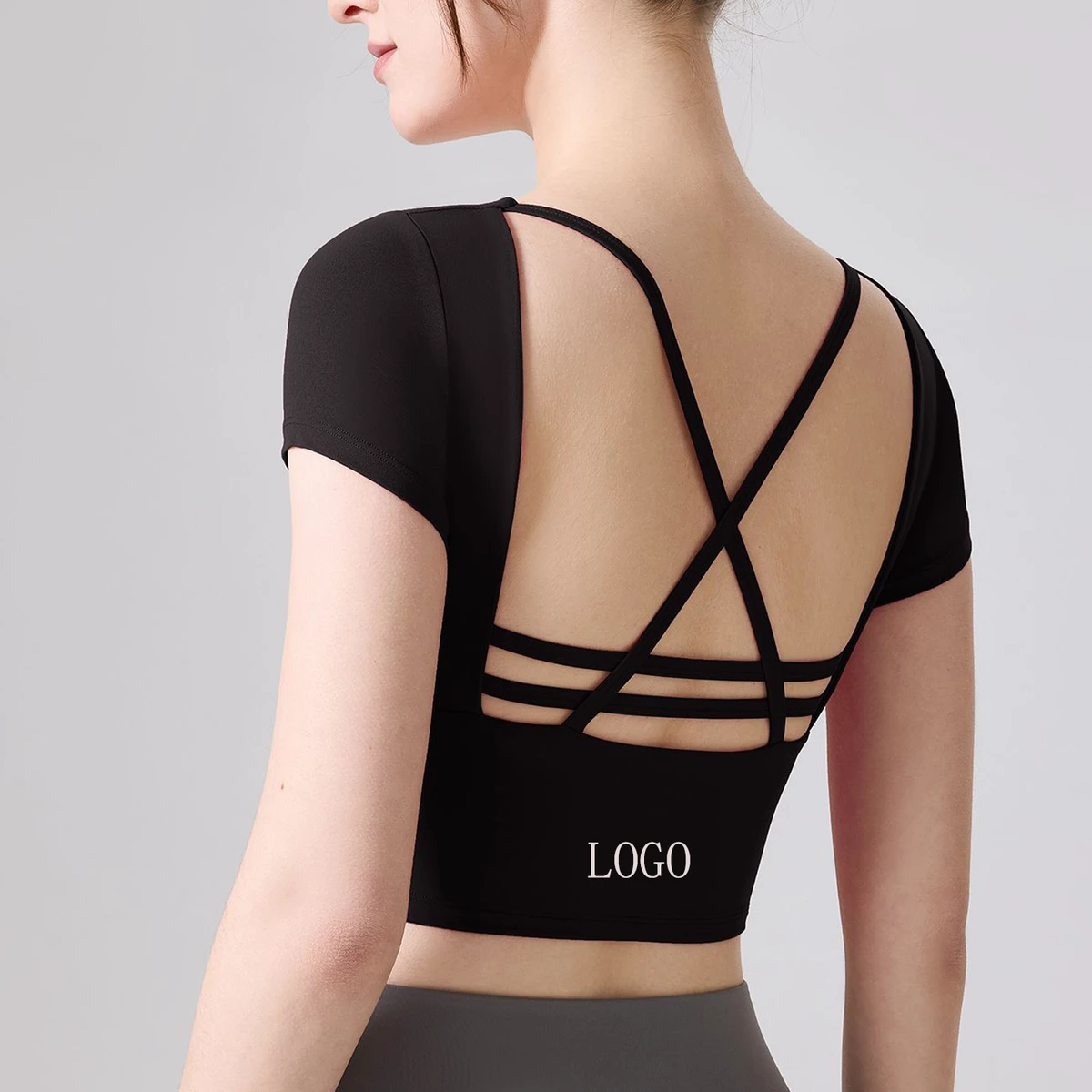 Women's Sports T-Shirt Yoga Top for Fitness Quick Drying Round Neck Sports Women's Slimming Running Outdoor Customized Logo