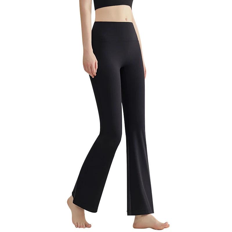 FH Women Hight Waisted Gym Fitness Yoga Leggings Nude Feel Antibacterial Flared Quick Dry Running Workout Butt Lift Flared Pants