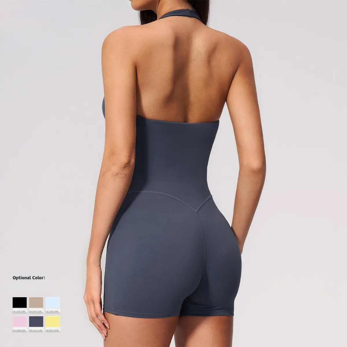 Custom Active Gym Fitness Wear One Piece Sports Bodysuits Jumpsuits Pilates Rompers Back Scrunch Butt Short Length Yoga Pilates
