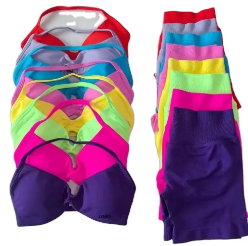 Two-piece Fitness Women's Set - Small Bra Yoga Bra, High-waisted Sports Shorts, Sports Outfit