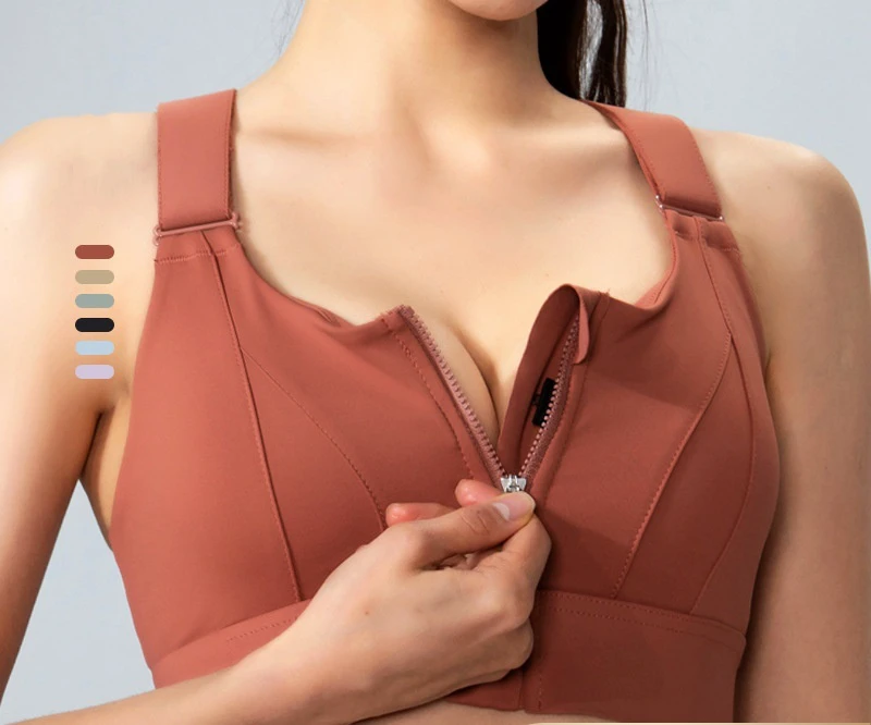 Hot Sale Sports Bars Zipper Underwear High Strength Shock-proof Anti-sag Yoga Tank Top Strong Support High Impact Sport Bra
