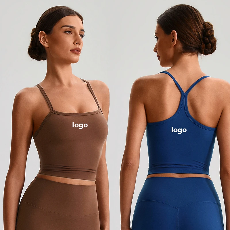 Women's Tight-fitting Yoga Tank Top Thin Shoulder Strappy Square Neck Lightweight Sportswear Quick-drying for Fitness Yoga Top