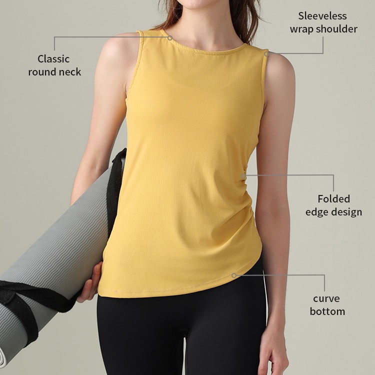 2 Ways to Wear Women's High Quality Gym Yoga Vest Customized OEM Logo Solid Pattern Workout Tank Top Sports Athletic Singlet