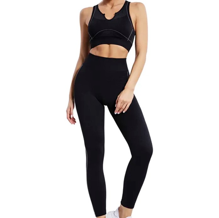 High Quality Women's Gym Fitness Wear Light Weight Yoga Set-2pcs Solid Knee Summer Leggings Custom Logo Printing Wholesale Best