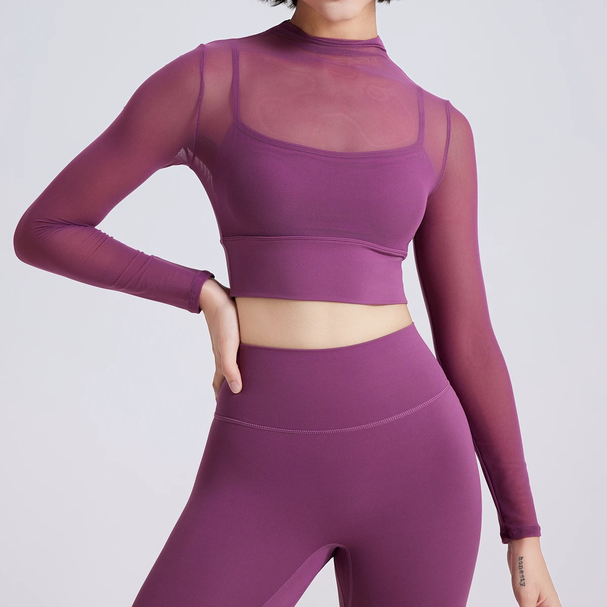 Women New Long Sleeve Soft Yoga Tops Mesh Patchwork Breathable Gym T Shirts Girls Workout Comfortable Plus Size Workout Wear
