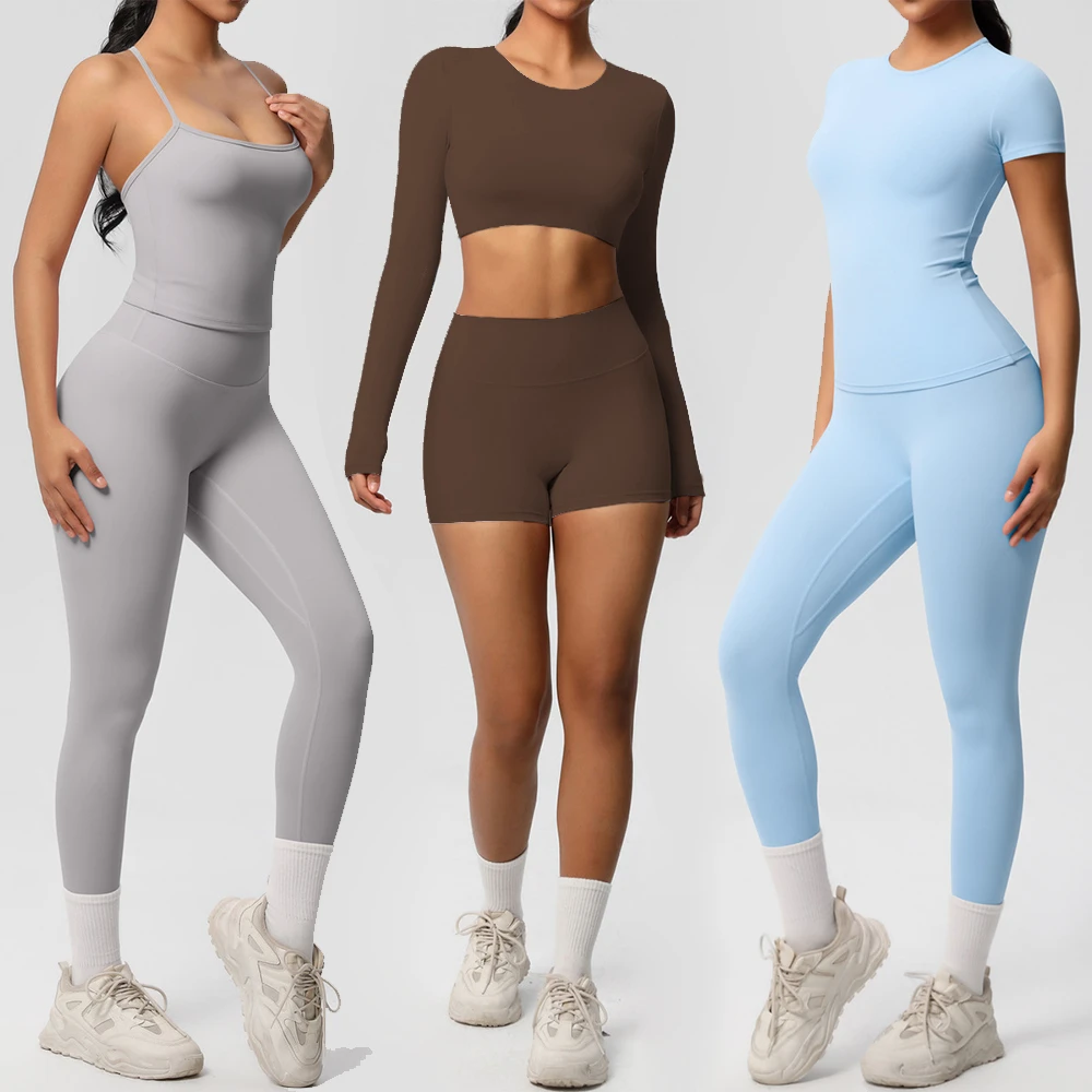 Custom Women's 5 Piece Gym Yoga Set Quick Dry Breathable 4 Way Stretch Slim Fit Workout Fitness Activewear
