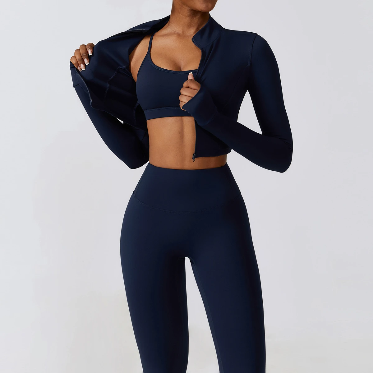Autumn Winter Three-Piece Set European American Style Tight-Fitting Yoga Clothes Quick-Dry Slimming Fitness Outfit