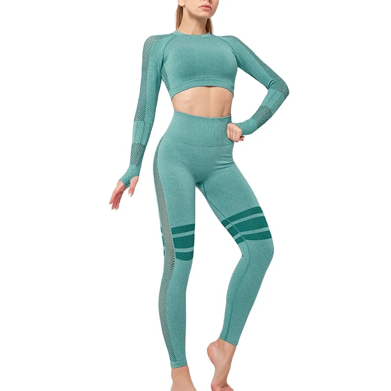 Women's High-waisted Breathable Solid Yoga Pants Tummy Control Loose Workout 2-Piece Set Front Logo Spandex/Nylon