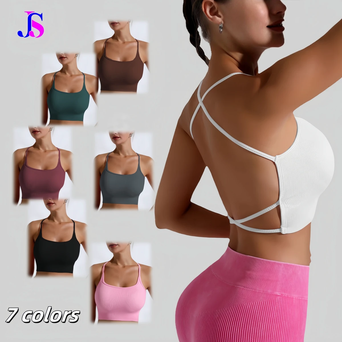 New Outdoor Sports Gym Running Fitness Workout Yoga Top Double Sided Backless Cross High Stretch Sports Bra Thread Vest Women