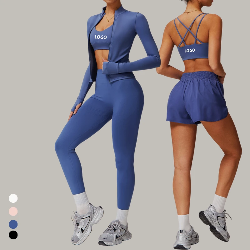 Women's Solid 2-Piece Eco-Friendly Breathable Fitness Yoga Set Quick-Drying High Waist Leggings Lift Butt Cross-Back Bra Front