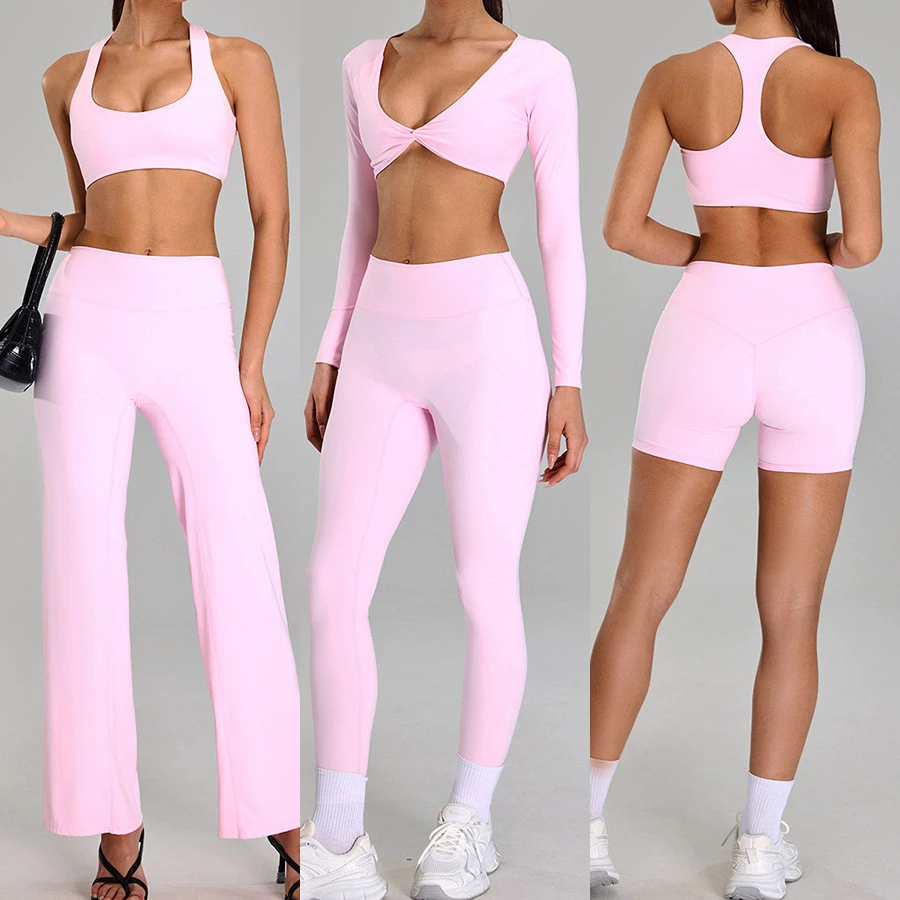 5 Piece Yoga Set Women Outdoor Running Gym Clothes Naked Feel High Waist Slim Fit Workout Fitness Outfit Activewear