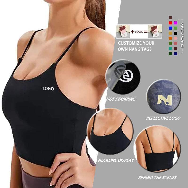 New Women's Quick-Drying Sports Bra Top Spandex Polyester Fiber Mixed Fabric Adjustable Camisole Yoga Top