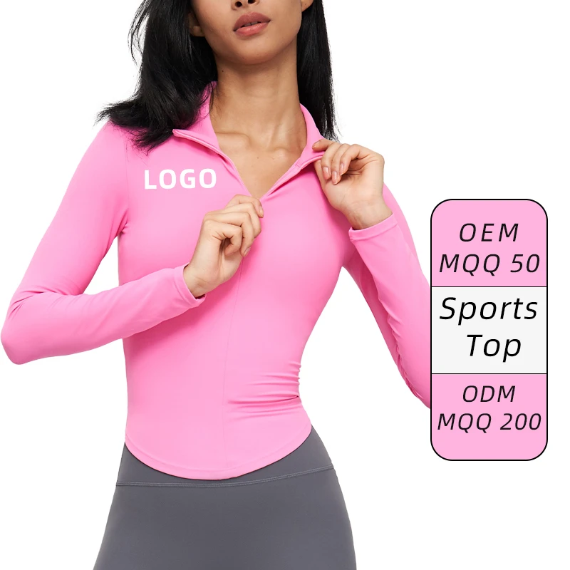 CX1574 Women Long Sleeve Half-Zipper Yoga Top Stand up Collar Top Gym Fitness High Stretchy Yoga Jacket