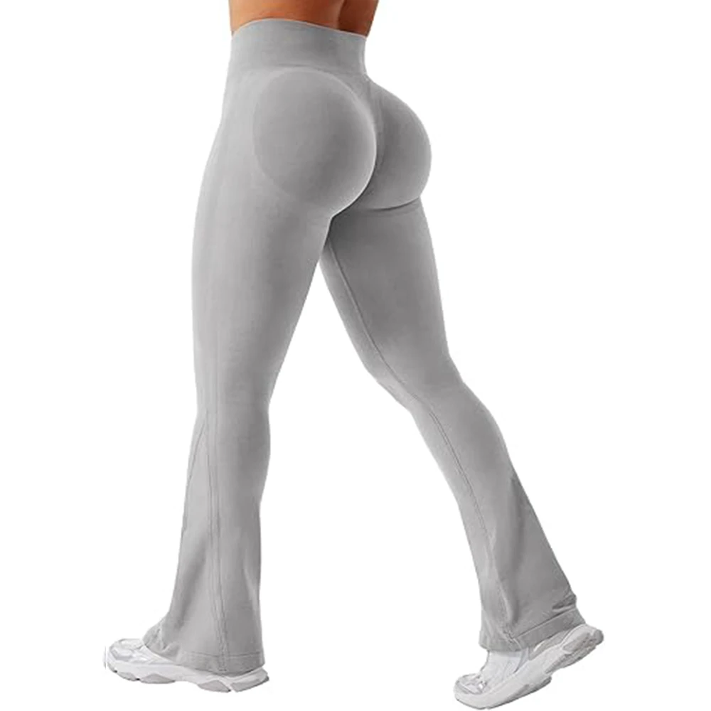 Huachen Women's High Elastic Waist Spandex/Nylon Mini Flare Workout Butt Lifting Hidden Scrunch Seamless Yoga Legging Pants