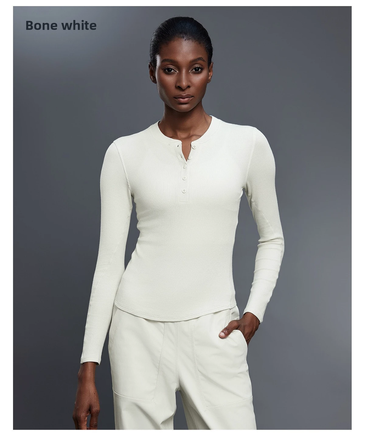 Women's Long Sleeve Henley Shirt for Fitness Yoga Autumn Casual Sports Tops