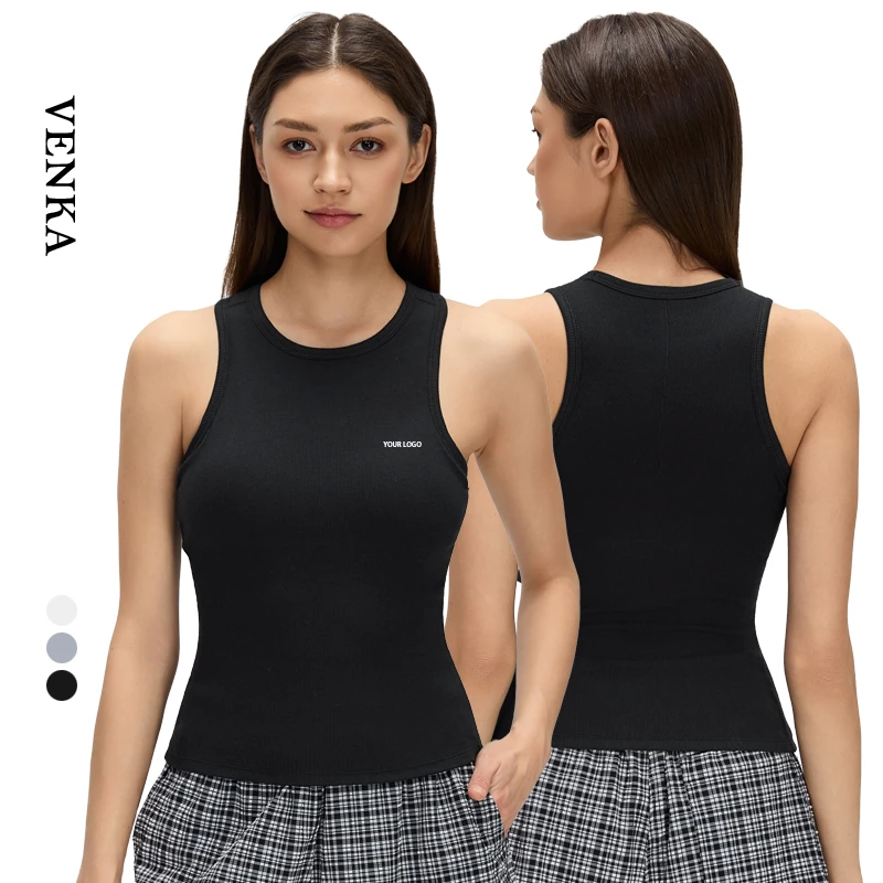 Custom Ladies Activewear Breathable Round Neck Sleeveless Workout Tank Tops for Sports Yoga Fitness Gym Tank Top for Women