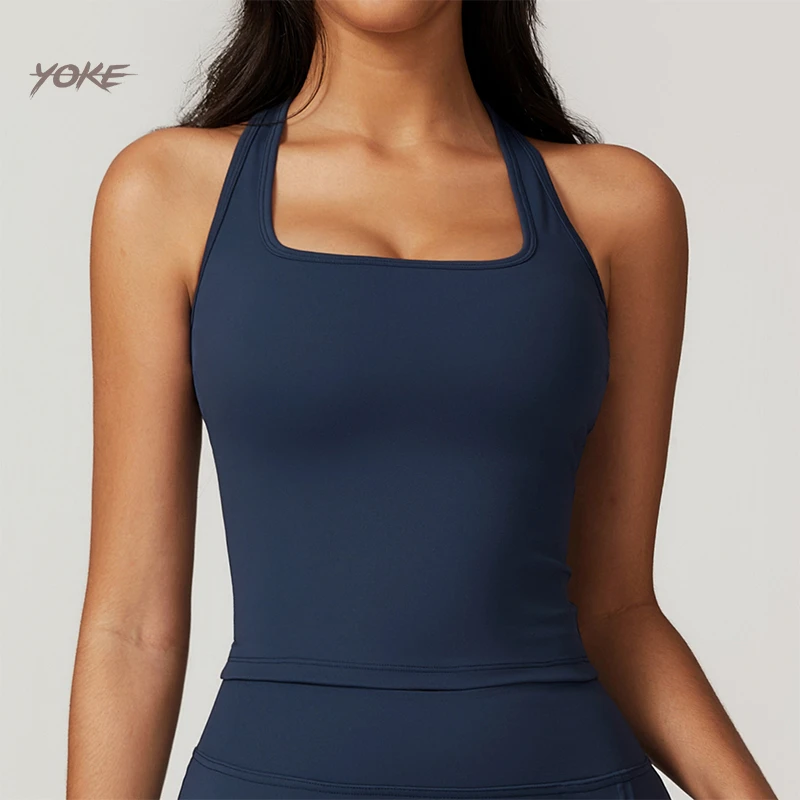 YoKe Women's Sportswear Tops Hot Sale Breathable Fitness Vest Cycling T-shirt Gym Gym Fitness Vest Knitted Short Yoga Wear