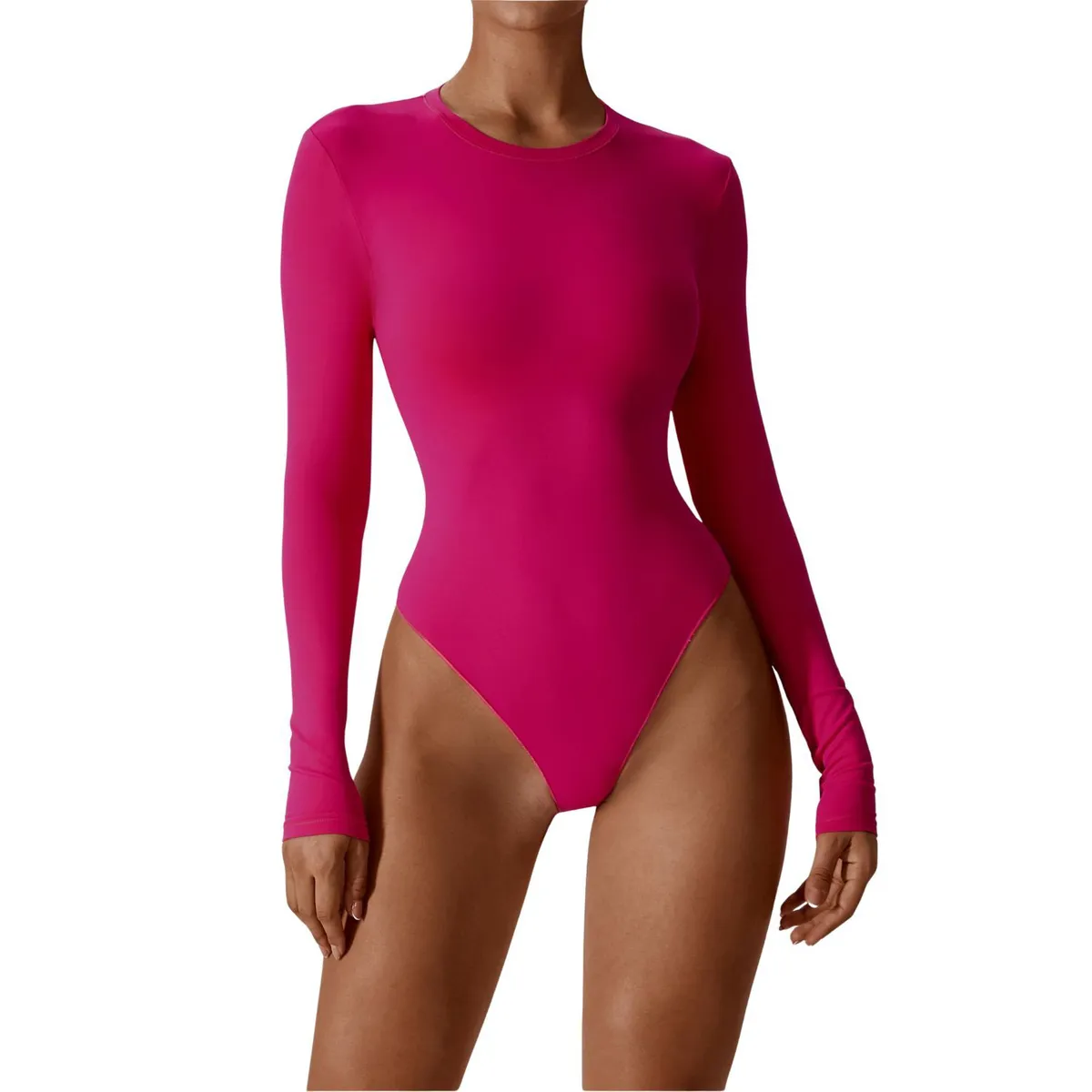 Custom Wholesale Women Neck Bodysuit Long Sleeve Fitness Yoga Slimming Body Shaper Top Spandex/Polyester Quick Dry Breathable