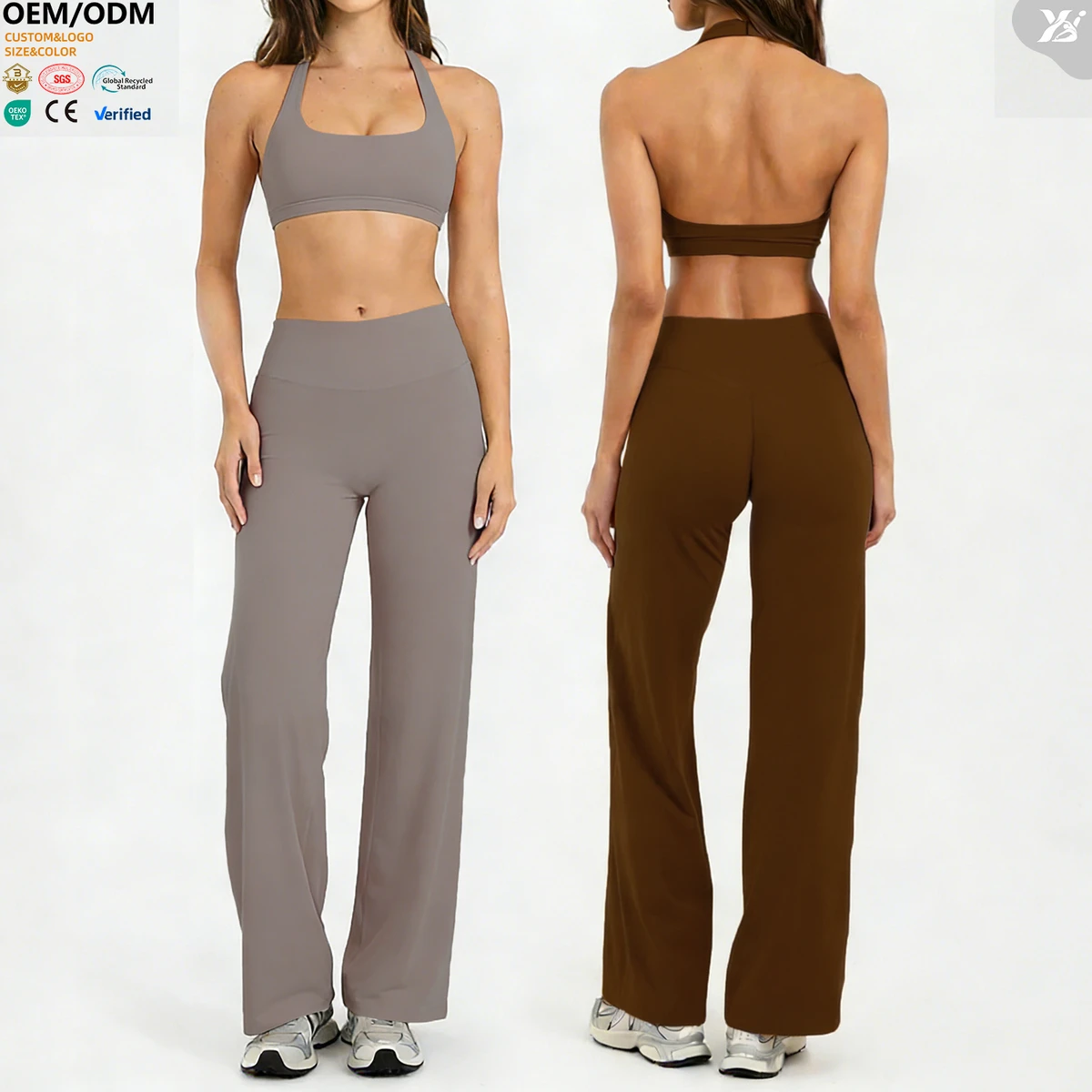 XW-AWX8002-2+ACK8002 Gym Clothing Fitness Solid Fashion Sports Pilates Apparel Workout Outfit 2 Piece Yoga Wear Set