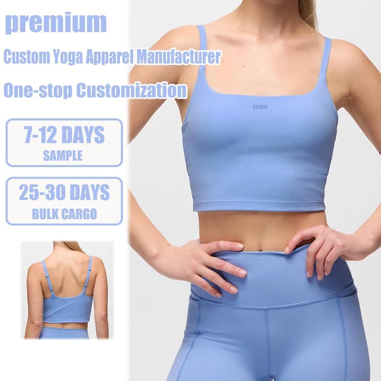 Custom Women Pilates Fitness Workout Wear Yoga Square Neck Crop Lightweight Stretch Fabric Sports Bra