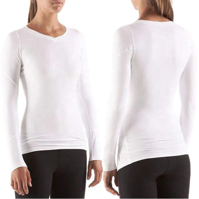 Women's Lightweight Compression Long Sleeve Base Layer Quick-Dry Breathable Sweat-Wicking Eco-Friendly Smart Fabric Solid