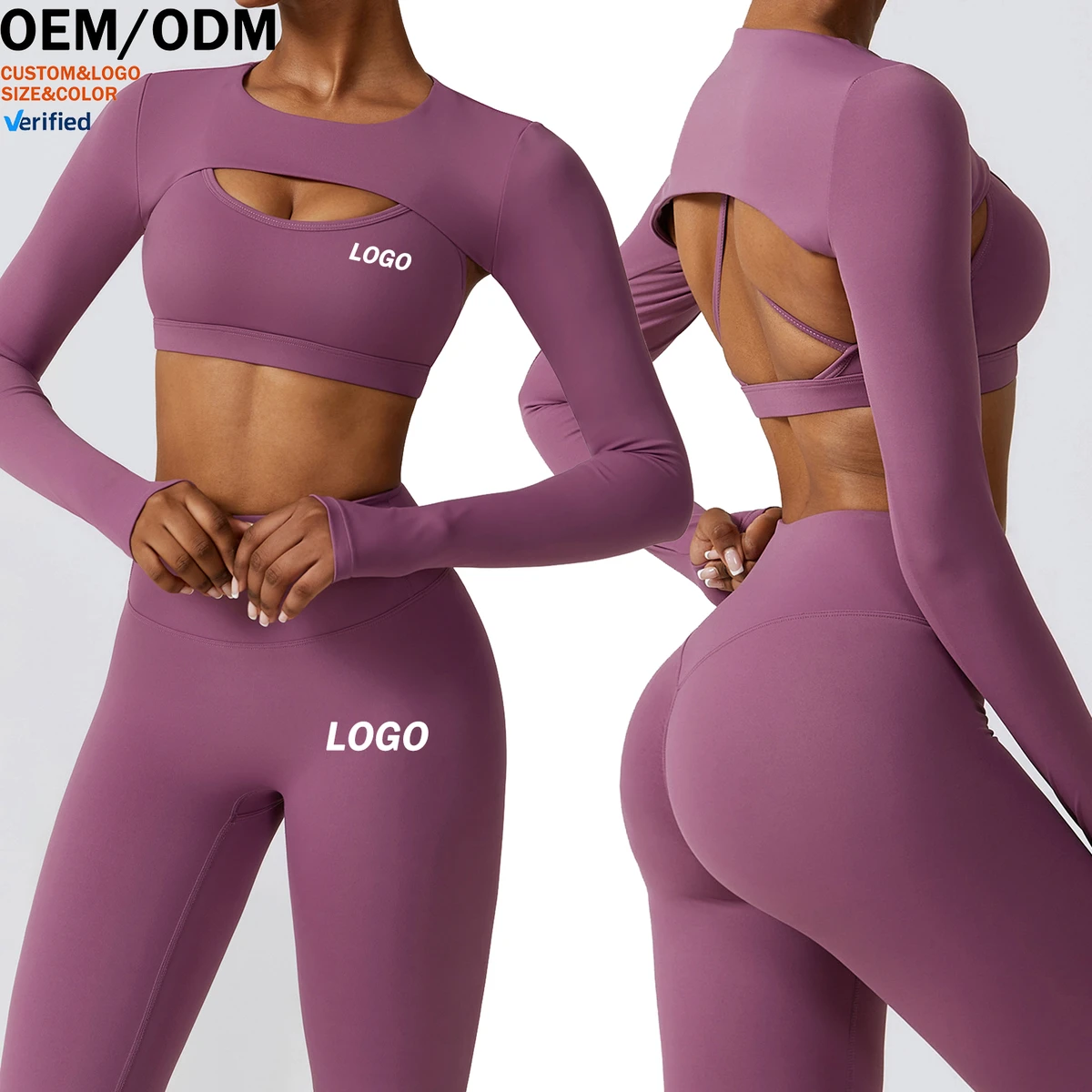 Custom Logo Women's 3-Piece Yoga Set, High Waist Seamless Leggings Bra Top, Wrinkle-resistant Quick-dry Slimming Workout Wear