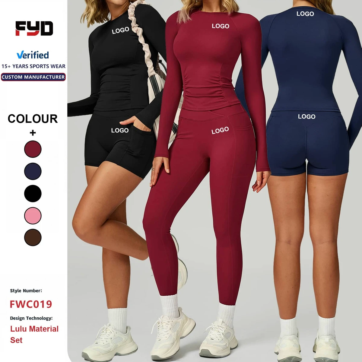 Custom Long Sleeved Yoga Suit Quick Drying Activewear Women High-Waist Gym Clothes Tight Running Fitness Sports Sets
