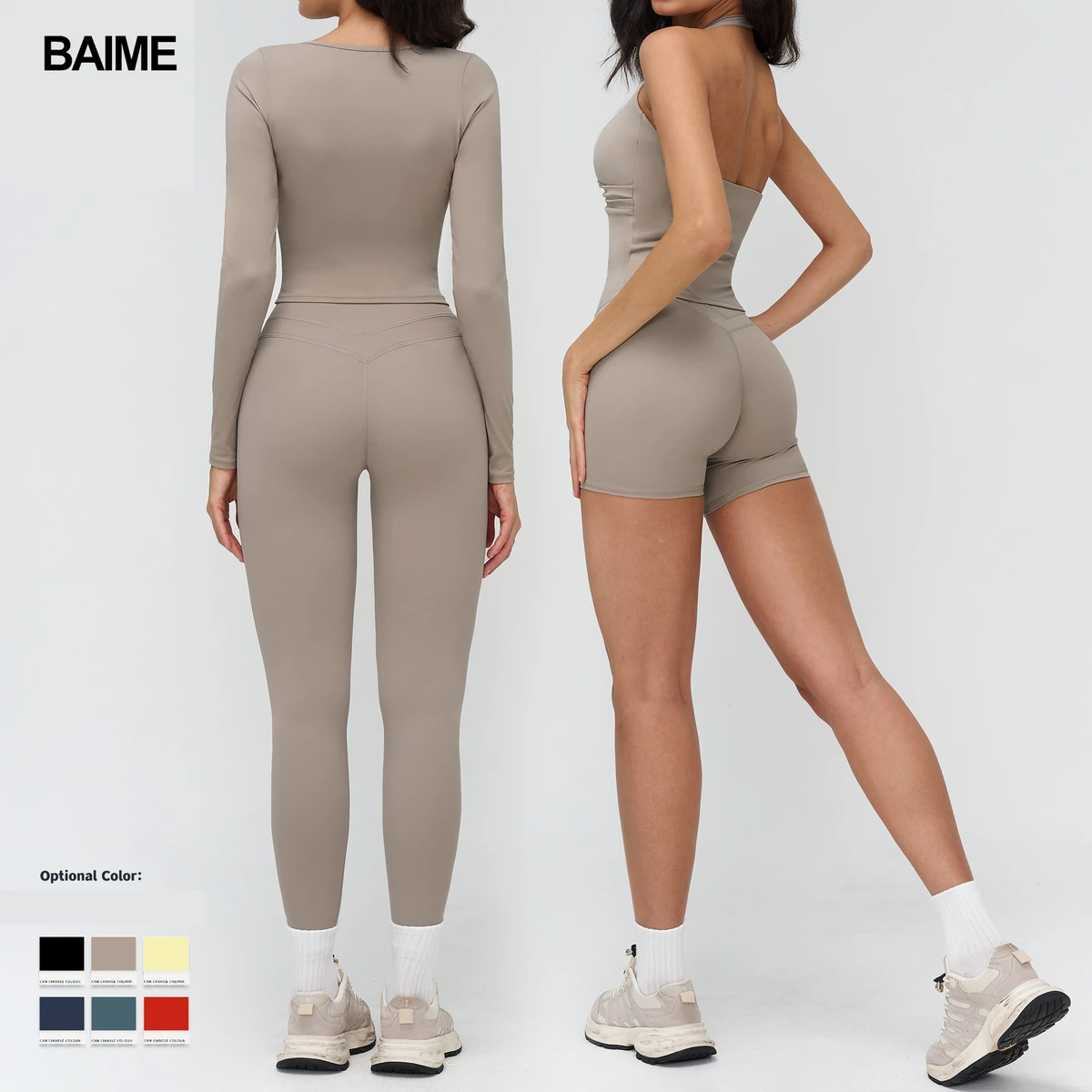 Women's Yoga Suit 2-Piece Set Tight Fitting Elastic Waist Lightweight Nylon Spaghetti Strap Solid Pattern for Outdoor Running