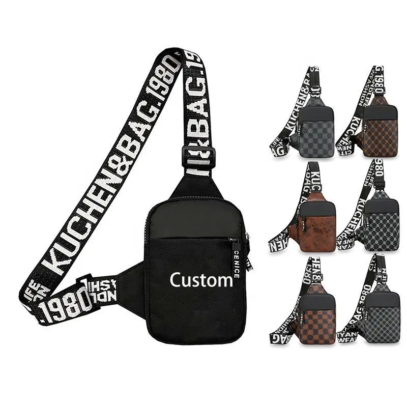 Mini Black Oxford Logo Custom Slab Bag Outdoor Sport Crossbody Chest Bag for Cards Collection Sling Pack
