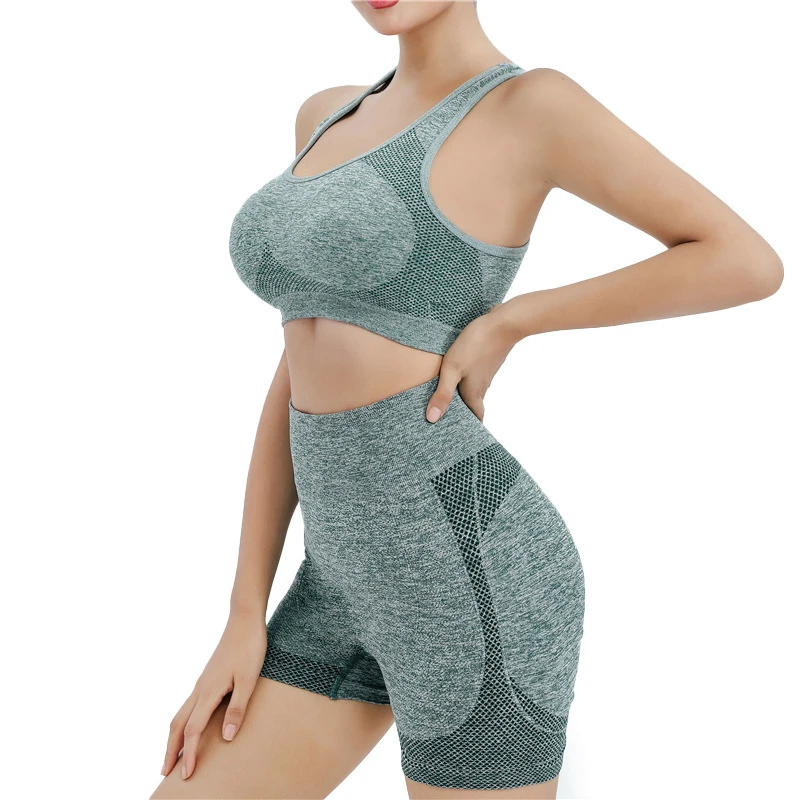 Custom Women's Yoga Fitness Quick-Drying 2-Piece Sports Set High Waist Shorts and Push-Up Vest Gym Suit For Adults Running