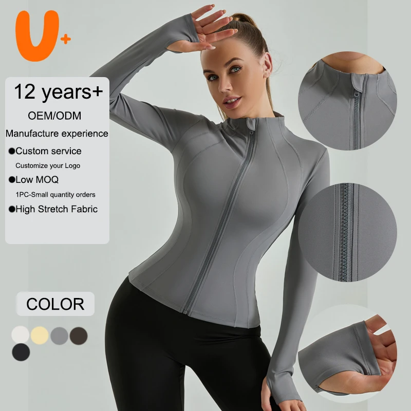 Breathable Yoga Wear for Custom Yoga tank Top Stand Collar Long Sleeve Tight-fitting Jacket Sports Running Pilates Top